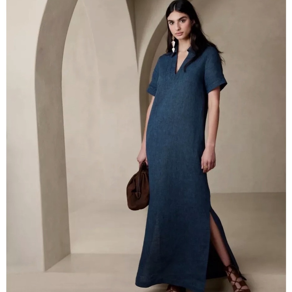 Banana Republic Cruz Linen Maxi Shirtdress